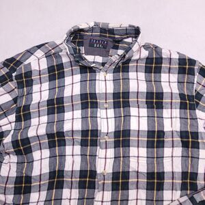 Trader Bay Tartan Flannel Casual Button Up Shirt Mens Size Large L White Green